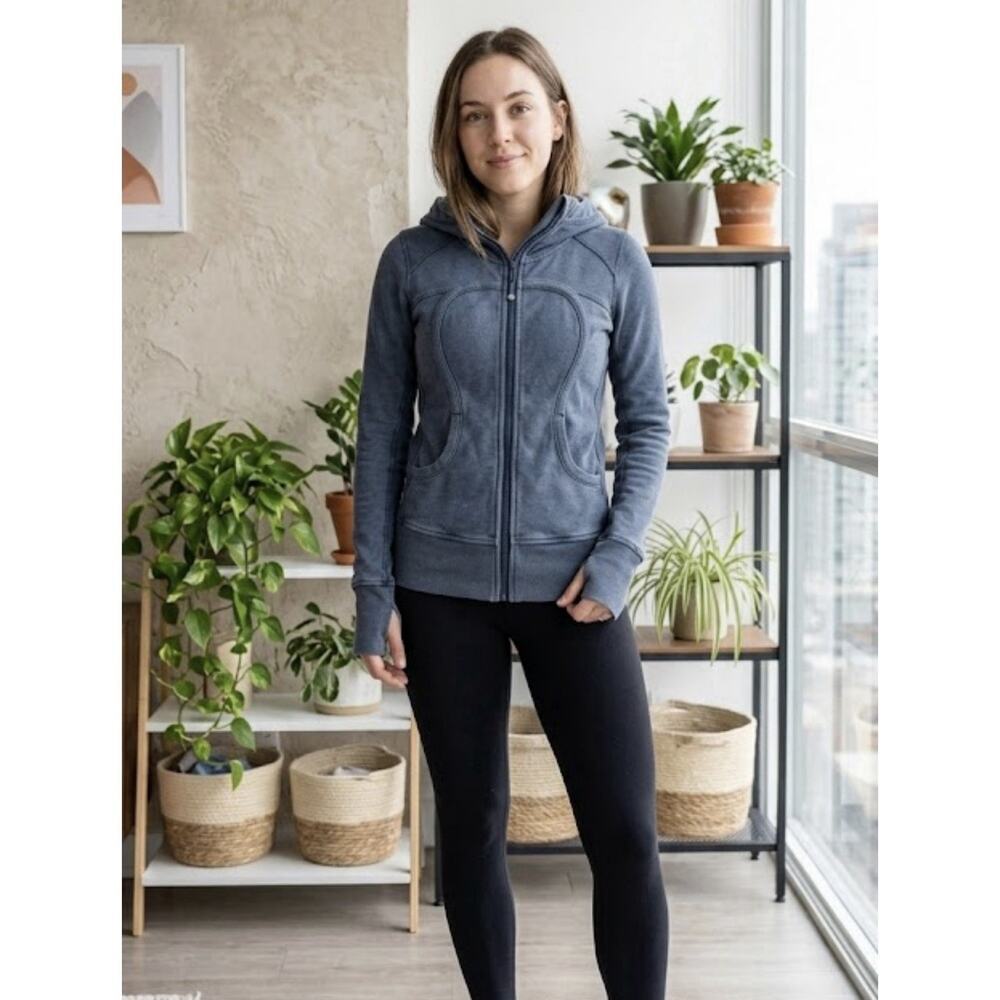 Lululemon Women’s Scuba Full Zip Hoodie Navy Blue Athletic Activewear Size 2